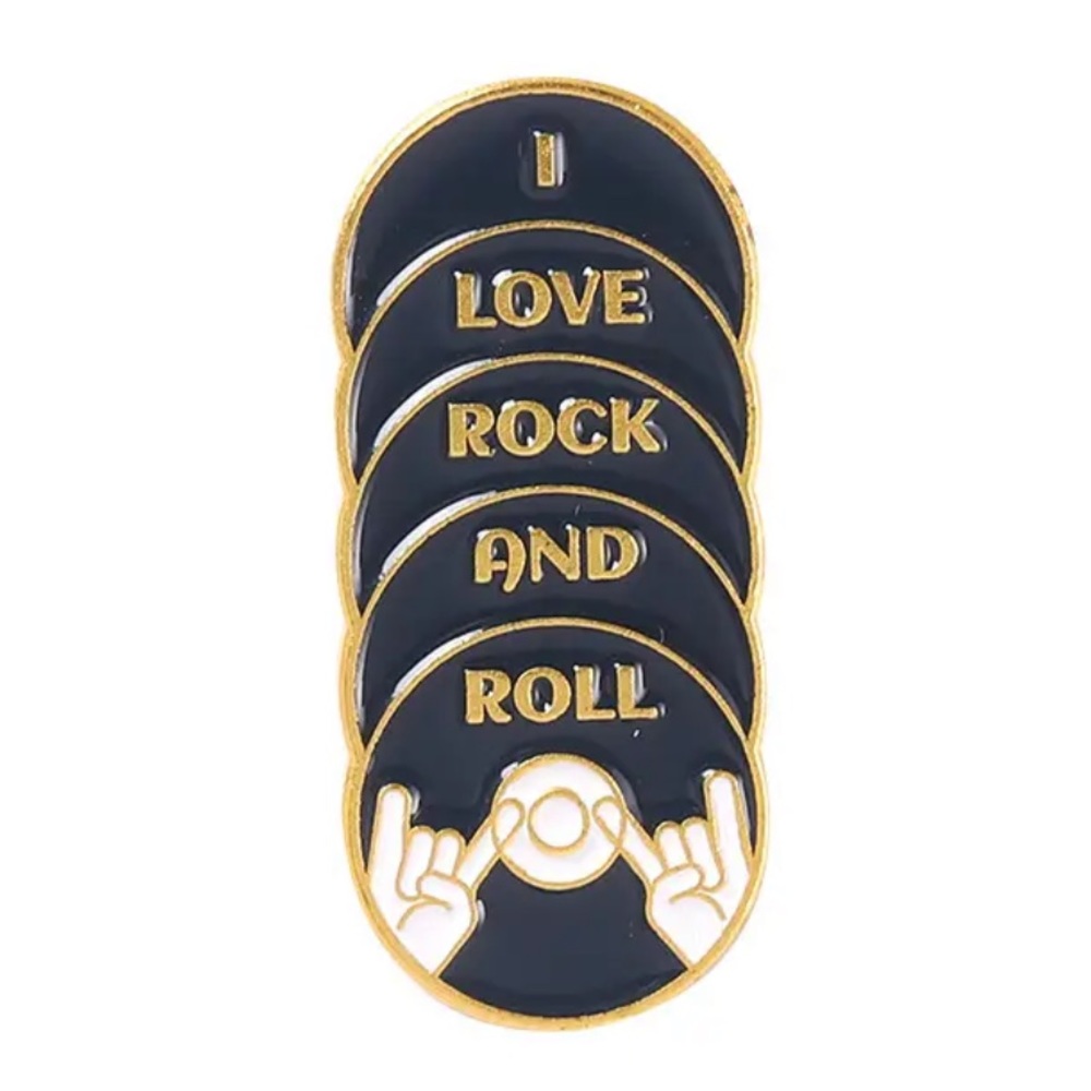 1 LEFT‼️ I Love Rock & Roll Enamel Pin Vinyl Disc Retro Rock Music Lapel Brooch